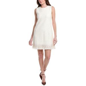 Oscar De La Renta Womens Sequin Tweed A-Line Dress, White